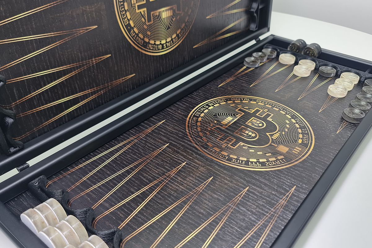 Exclusive: "Crypto Edition" — Oak Veneer Backgammon