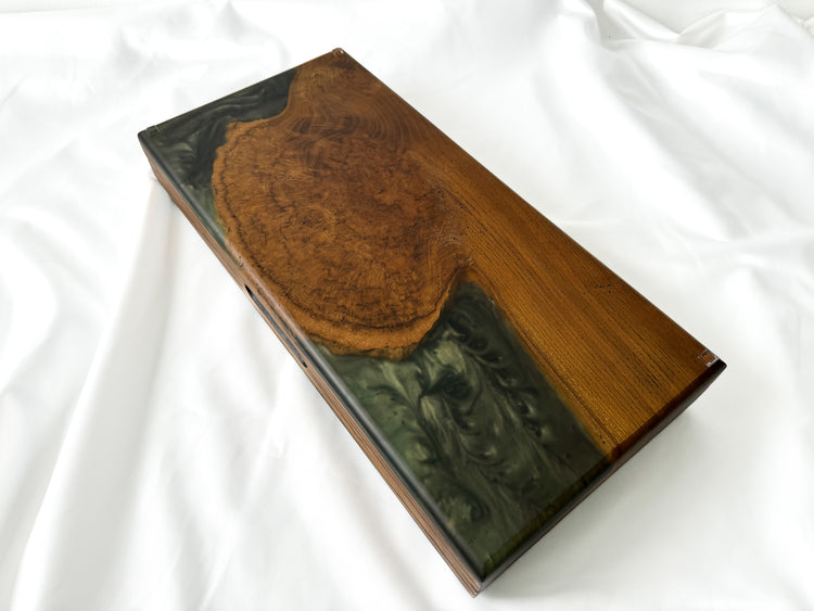 Backgammon din lemn și rășină epoxidică