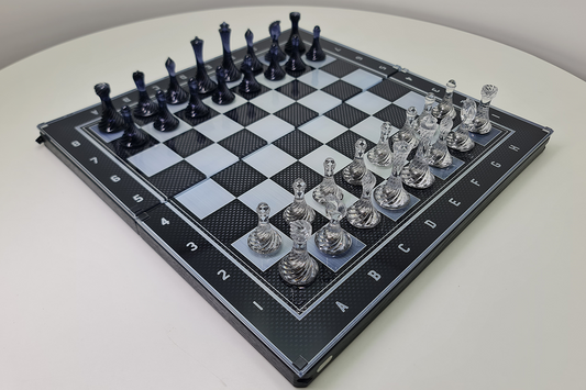 Exclusive Chess: "Spiral Elegance" — Tempered Glass, 50×50 cm
